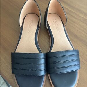 Madewell Black Leather Sandals - The Nelda d'Orsay Flat